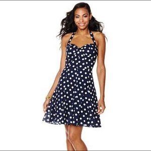 Betsy Johnson Navy Halter Polka Dot Dress